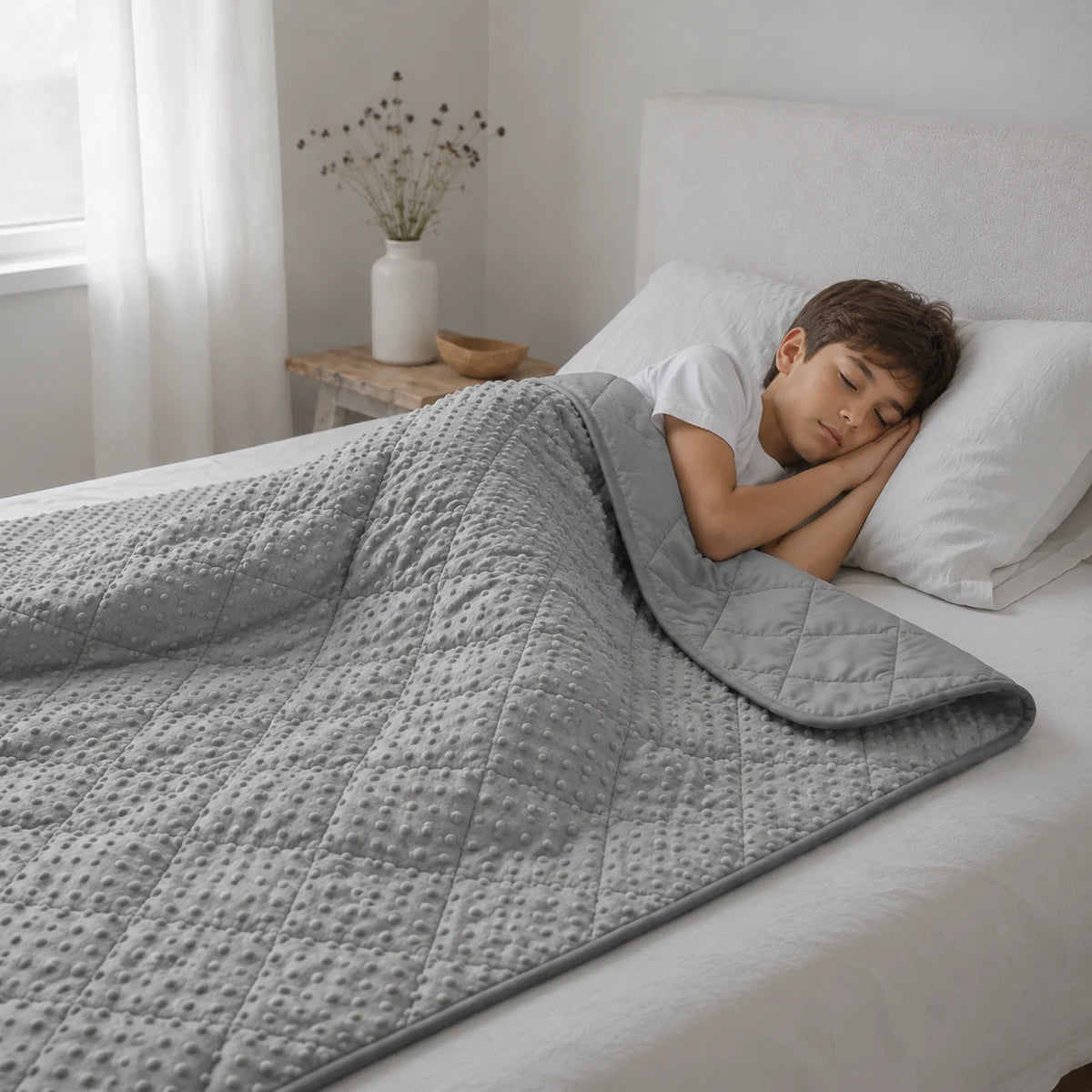 Couverture Lestée Enfant Autisme Double Face Coton — Gris