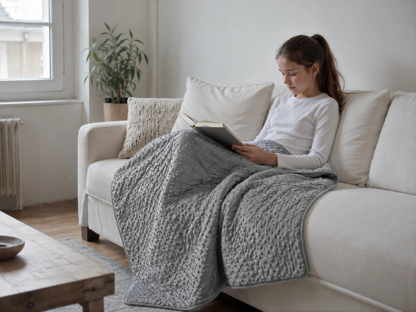 Couverture Lestée Enfant Autisme Double Face Coton — Gris