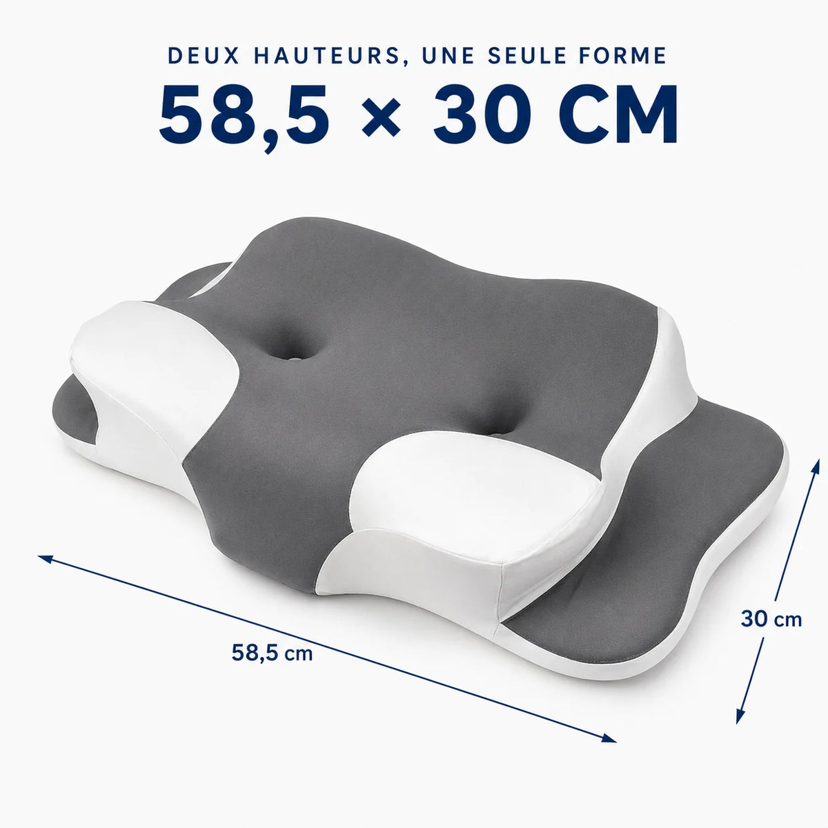 Oreiller Mémoire de Forme Ergonomique — Housse Rafraîchissante Lavable