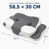 Oreiller Mémoire de Forme Ergonomique — Housse Rafraîchissante Lavable