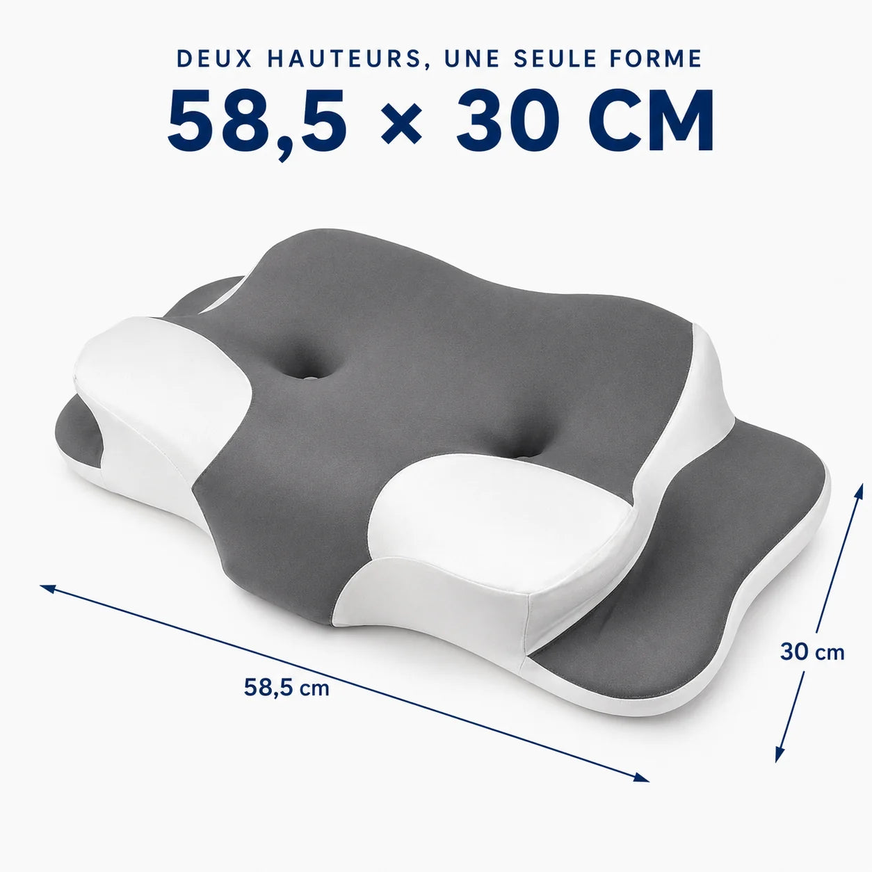 Oreiller Mémoire de Forme Ergonomique — Housse Rafraîchissante Lavable