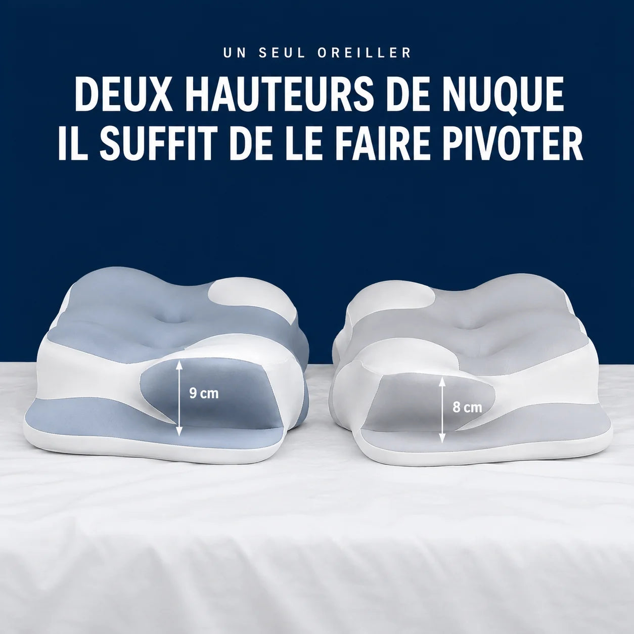 Oreiller Mémoire de Forme Ergonomique — Housse Rafraîchissante Lavable