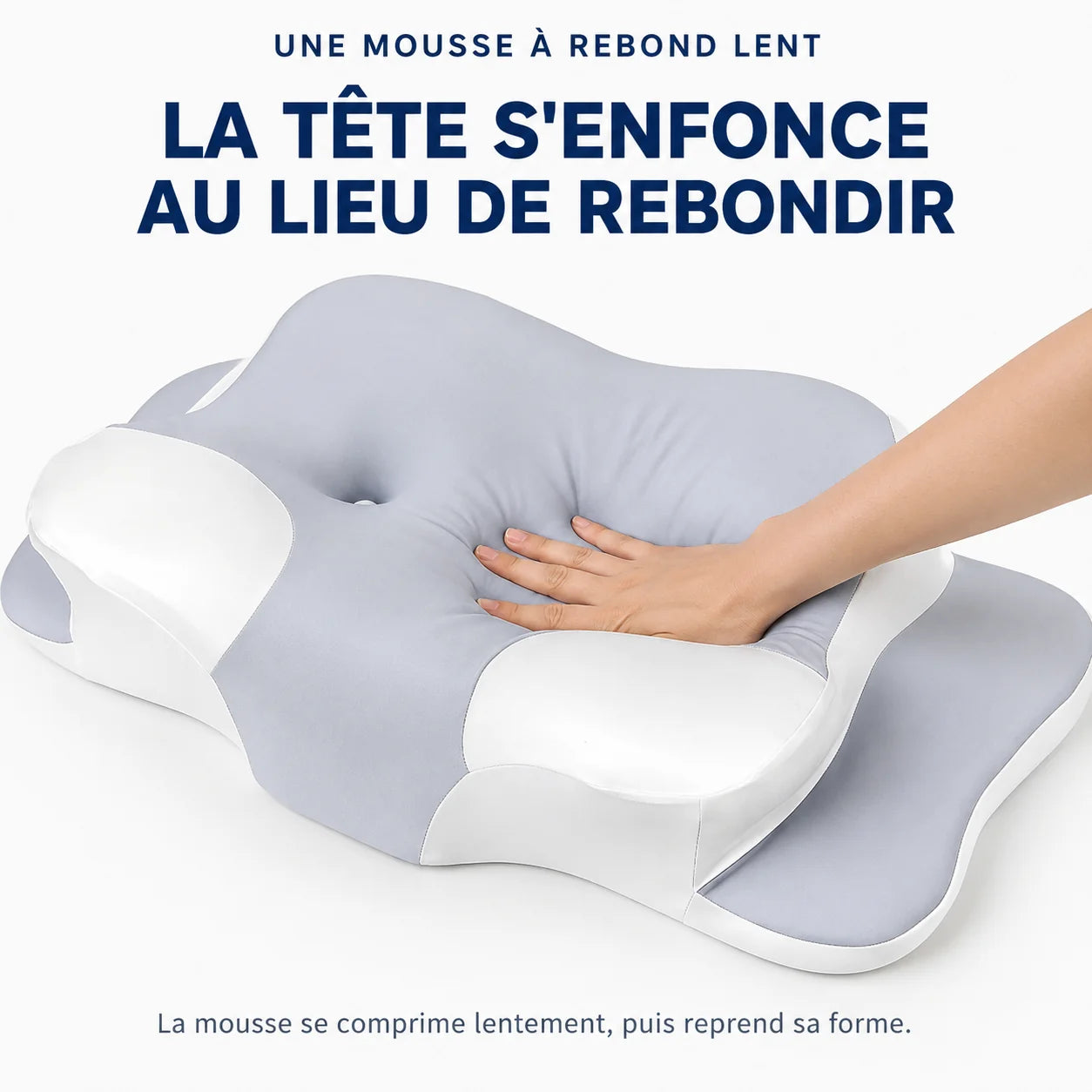 Oreiller Mémoire de Forme Ergonomique — Housse Rafraîchissante Lavable