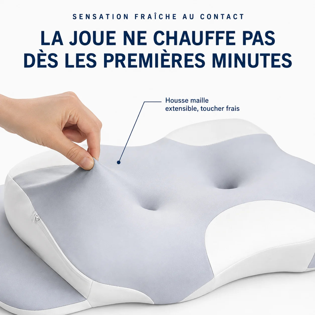 Oreiller Mémoire de Forme Ergonomique — Housse Rafraîchissante Lavable