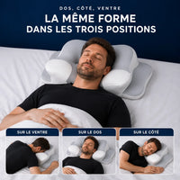 Oreiller Mémoire de Forme Ergonomique — Housse Rafraîchissante Lavable