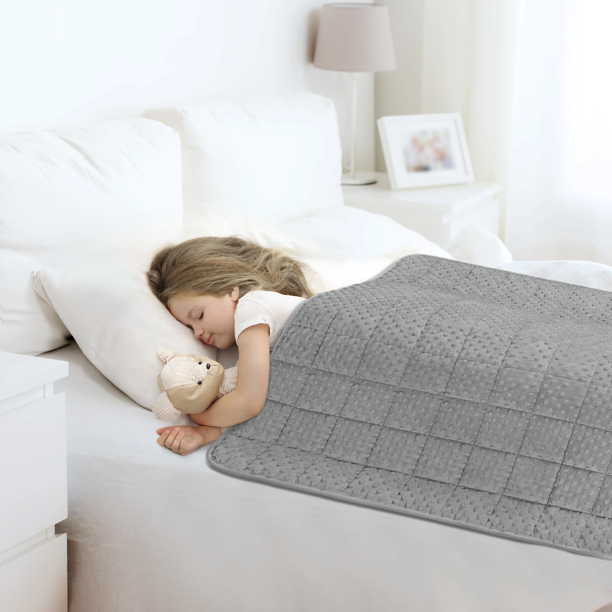 Couverture Lestée Enfant Autisme Double Face Coton — Gris