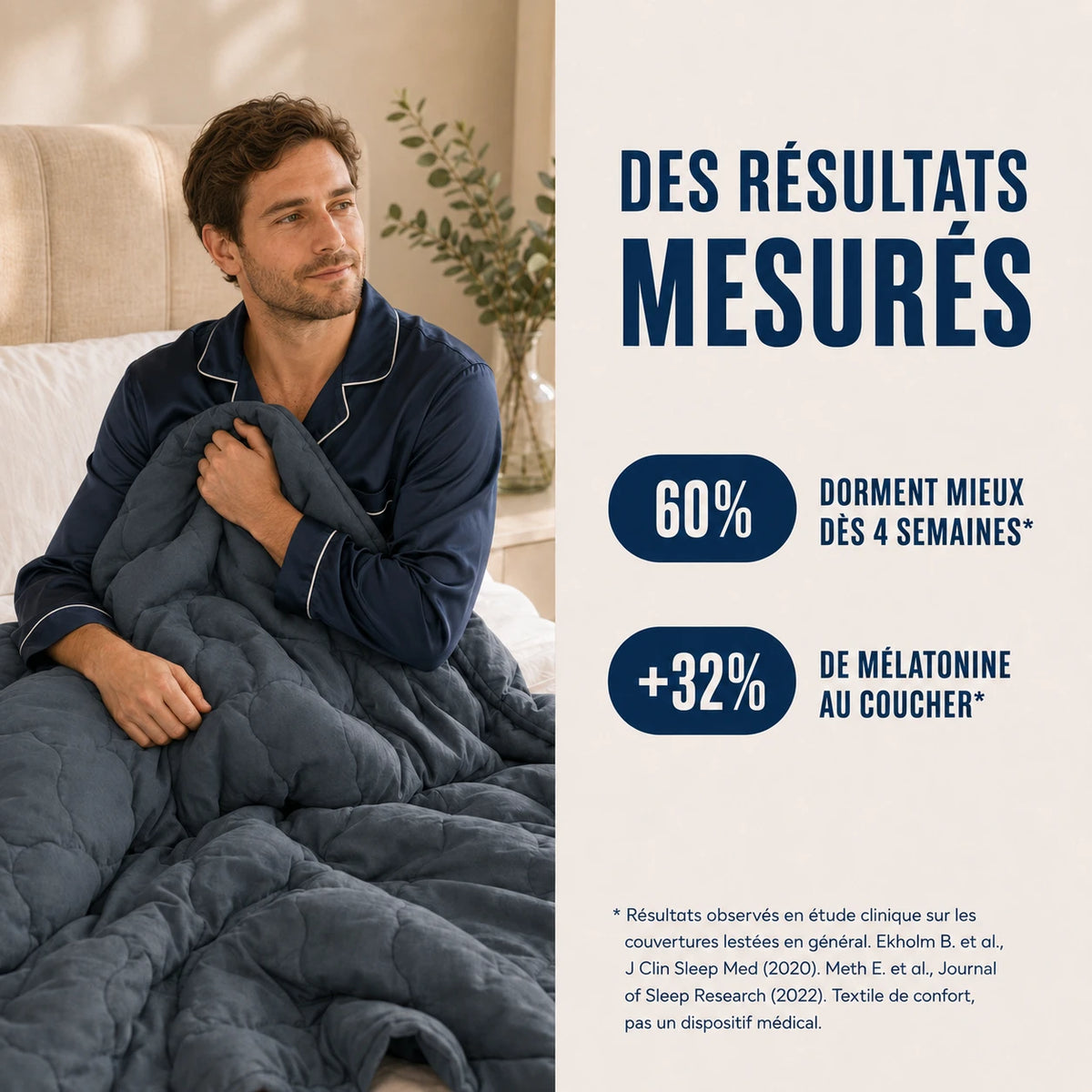 Couverture Lestée en Coton Respirante — Piqûre Dense
