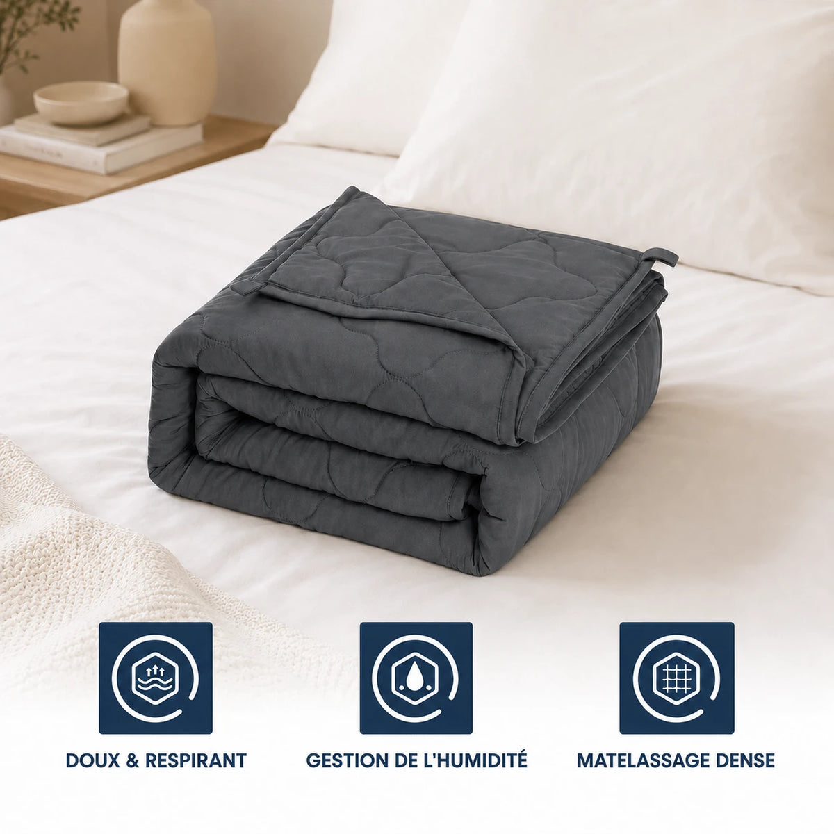Couverture Lestée en Coton Respirante — Piqûre Dense