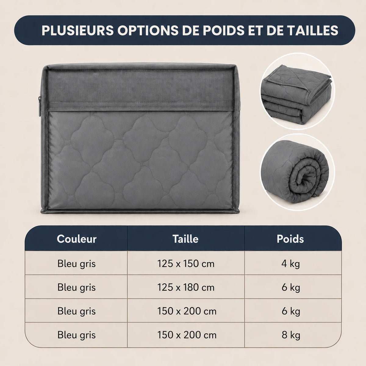 Couverture Lestée en Coton Respirante — Piqûre Dense