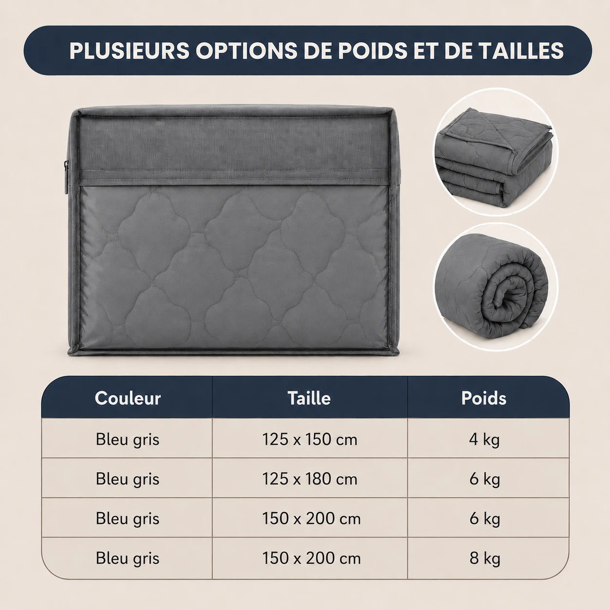 Couverture Lestée en Coton Respirante — Piqûre Dense