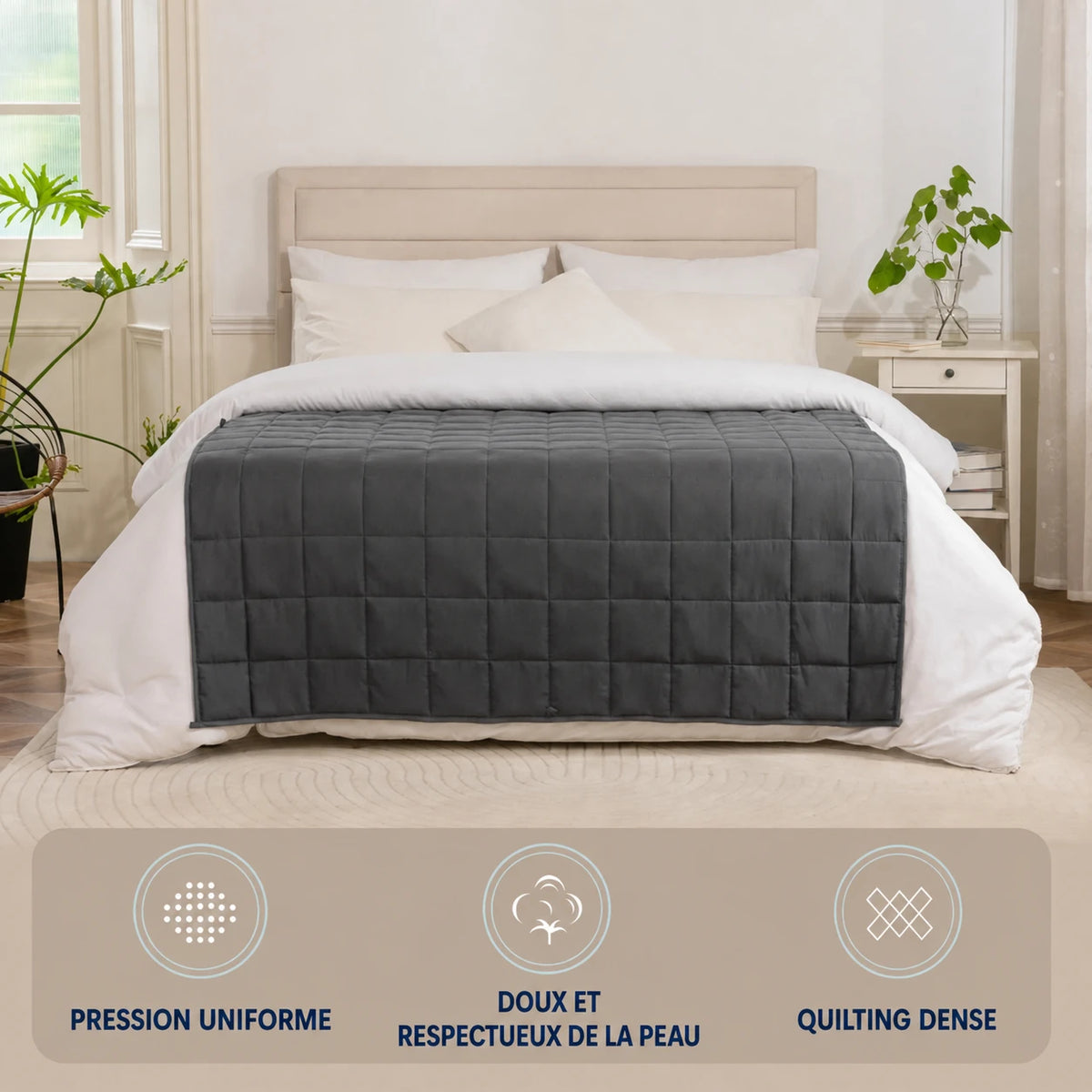 Couverture Lestée Adulte Toutes Saisons — Gris
